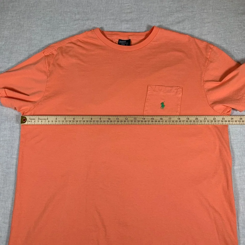 Polo Ralph‎ Lauren Pocket T-Shirt Mens L Orange Excellent Short Sleeve Cotton
